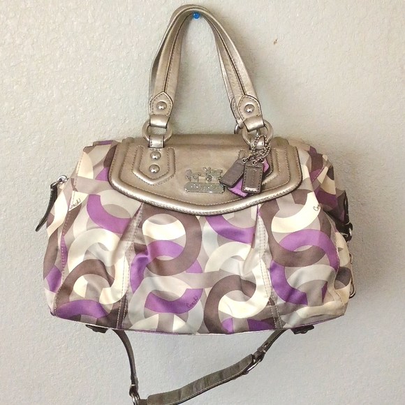 Coach Purple and Gray Shoulder Bag with Modern Design - Picture 1 of 13
